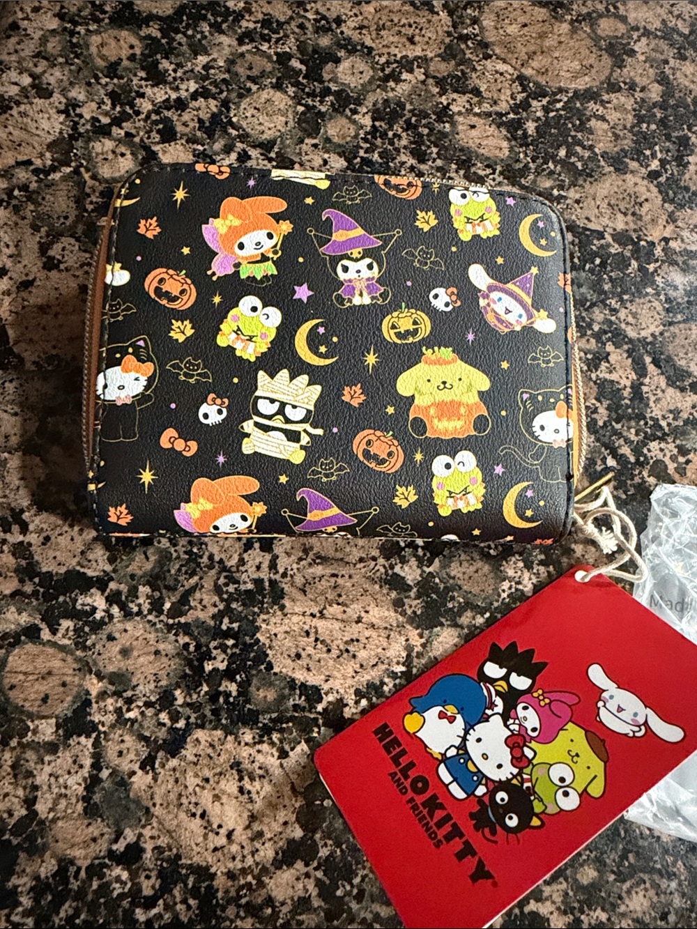 Loungefly Black Mini Wallet with Orange Patch & Multicolor Halloween Characters - Picture 3 of 3